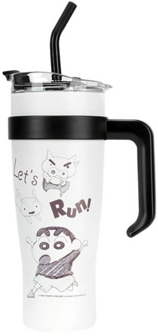 MTuTU 萌兔兔 304蠟筆小新巨暖冰霸杯, 黑色, 1個, 1250ml