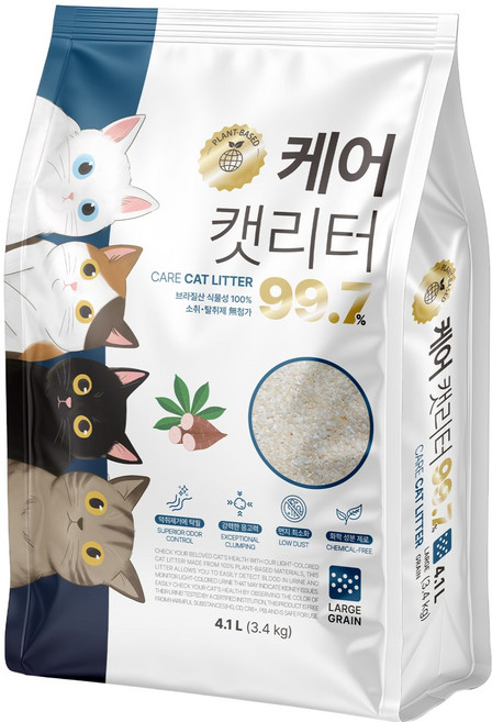 사조동아원 케어 캣리터 99.7% 굵은입자, 무향, 1개, 3.4kg