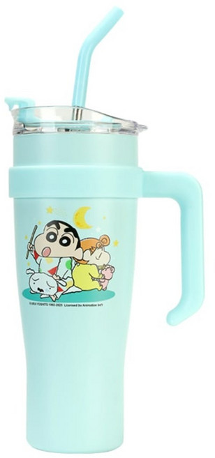 MTuTU 萌兔兔 304蠟筆小新巨暖冰霸杯, 藍色, 1個, 1250ml