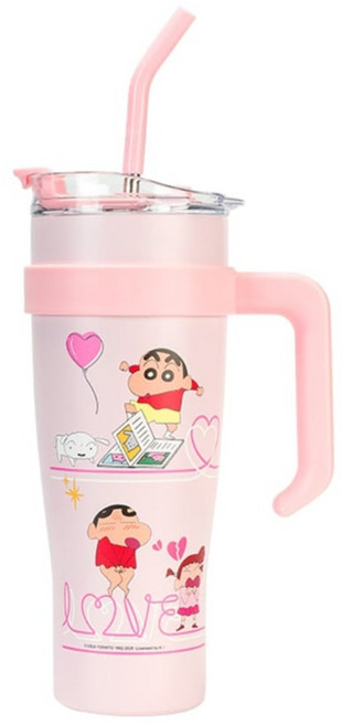 萌兔兔 304蠟筆小新巨暖冰霸杯, 粉色, 1個, 1250ml