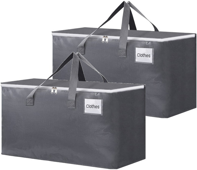 메이크마인 이사가방 대용량 접이식 방수 이불 옷 정리함, 2개, 그레이