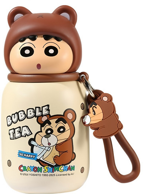 MTuTU 萌兔兔 蠟筆小新 316暖萌迷你保溫瓶, 熊仔, 1個, 330ml