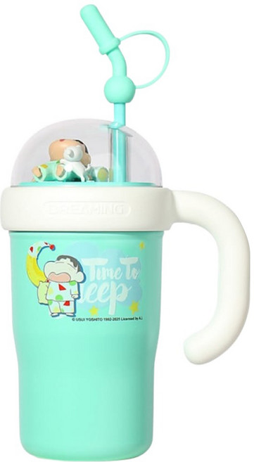 MTuTU 萌兔兔 蠟筆小新 保溫保冰杯 316景觀附把手 帶吸管 830ml 運動隨行 睡衣款 矮款 綠色 1個