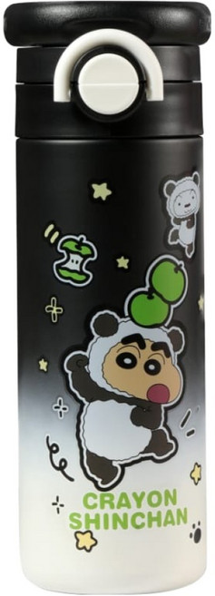 MTuTU 萌兔兔 蠟筆小新 316拾夢雙飲口保溫瓶, 黑色, 1個, 560ml