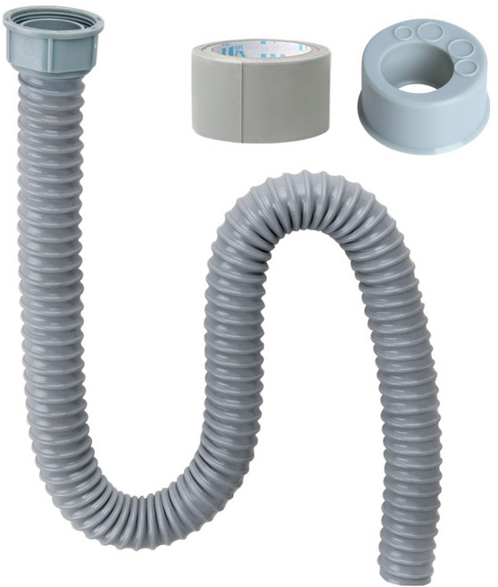 와이넷 국산 싱크대 호스 100cm + 악취방지캡 + 보수 테이프 세트, 그레이, 1세트