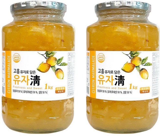 딜리프 고흥유자로 담은 유자청, 1kg, 1개입, 2개