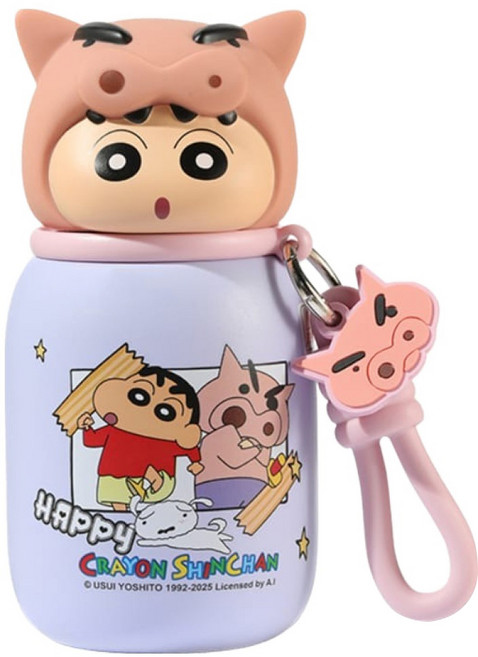 MTuTU 萌兔兔 蠟筆小新 316暖萌迷你保溫瓶, 左衛門, 1個, 330ml