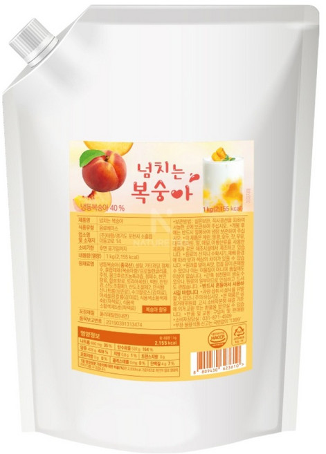 네이쳐티 넘치는복숭아 베이스, 1개, 1kg