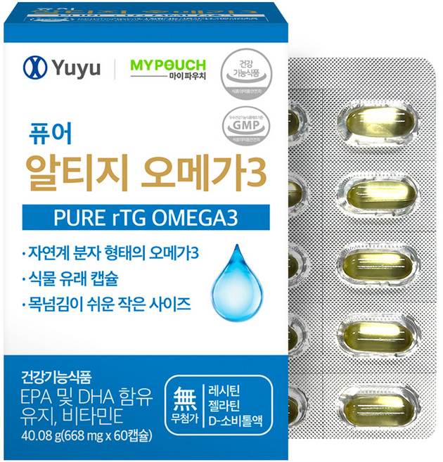 유유제약 퓨어 알티지 오메가3, 40.08g, 1개