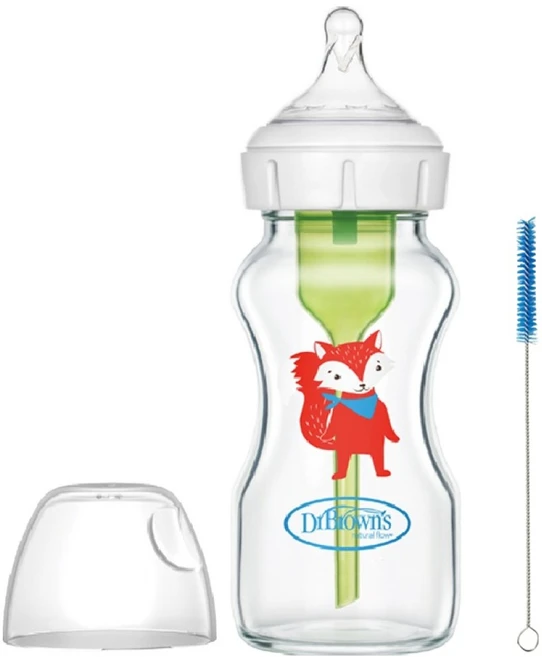 닥터브라운 와이드넥 데코 유리 젖병 2단계 3~6개월, 혼합색상, 270ml, 1개 - 쿠팡