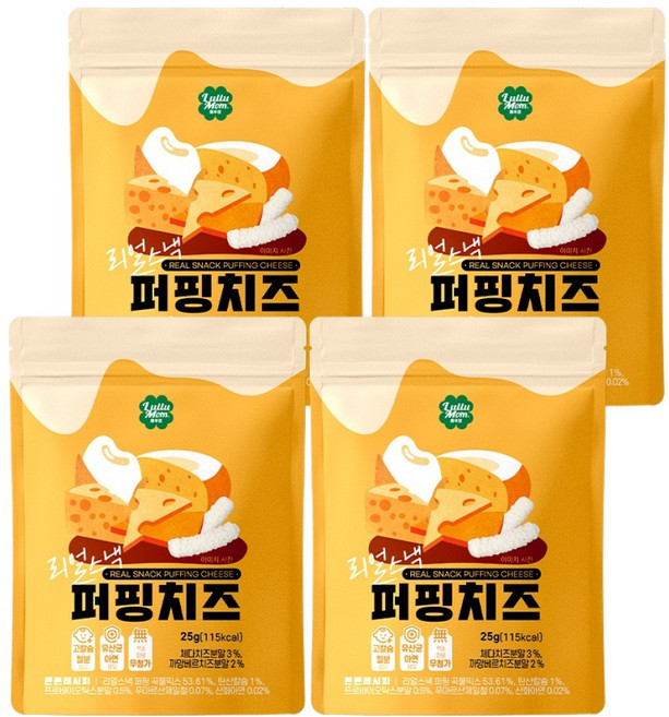 룰루맘 리얼스낵 퍼핑치즈, 25g, 4개, 치즈맛