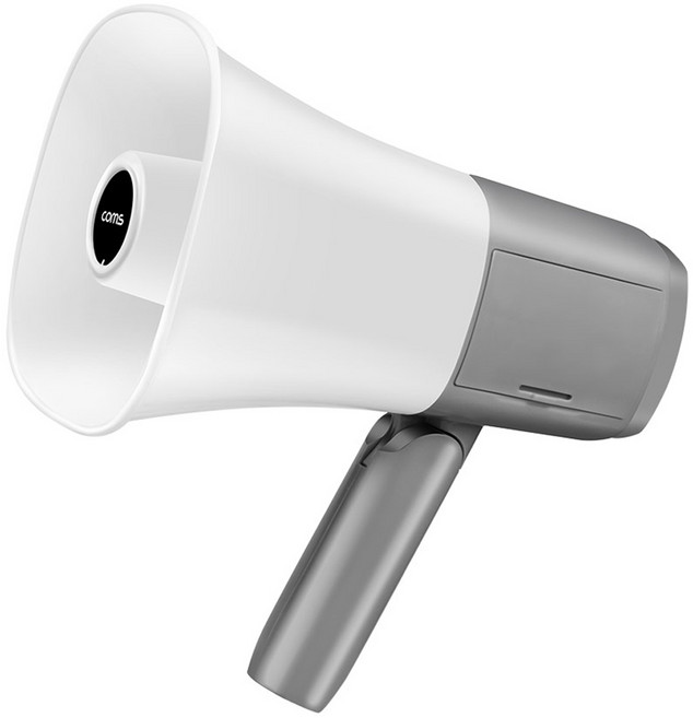 컴스 접이식 무선 확성기 녹음 스피커 기능 USB 핸디 메가폰 15W, 화이트, 1개, HU592