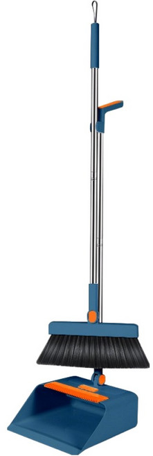 EVER HOUSE 3合1一體式掃帚 + 畚箕 + 地板刷套組, 藍色, 1套