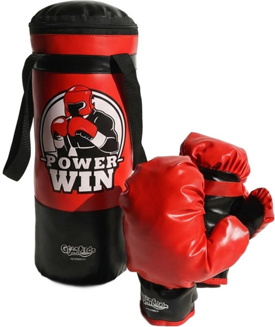 韓國 iWANNA Gym&Kids 迷你拳擊沙包 + 手套 + 固定帶組合, 紅色