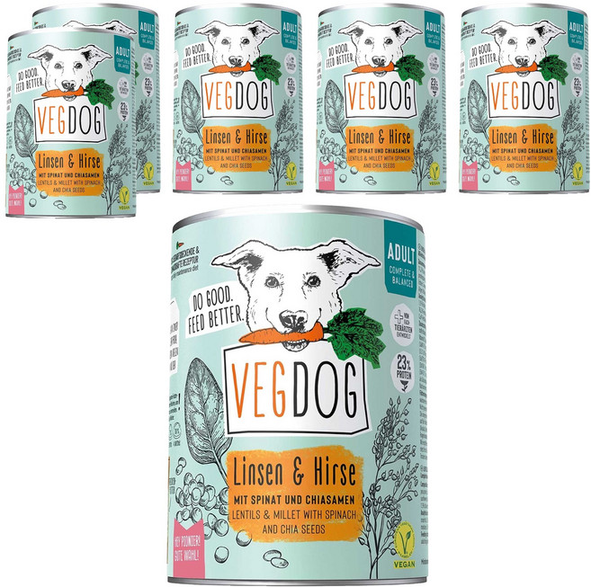 VEGDOG 蔬狗 蔬食冠軍犬罐 成犬配方, 400g, 6個, 馬鈴薯 + 小米