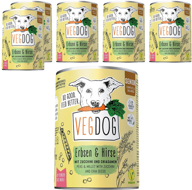 VEGDOG 蔬狗 蔬食冠軍犬罐 老犬配方, 馬鈴薯 + 小米, 400g, 6罐