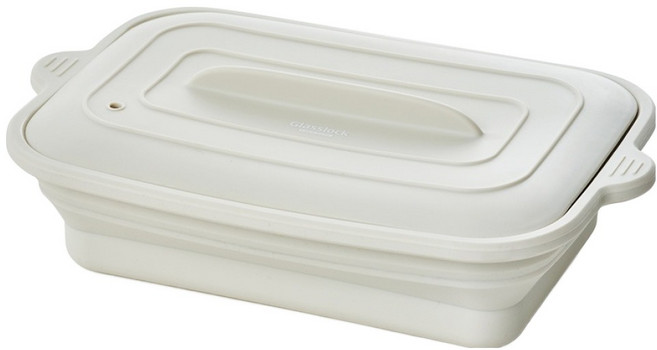 Glasslock 格拉氏洛克 摺疊矽膠蒸籠 M, 杏仁奶, 740mL, 1個