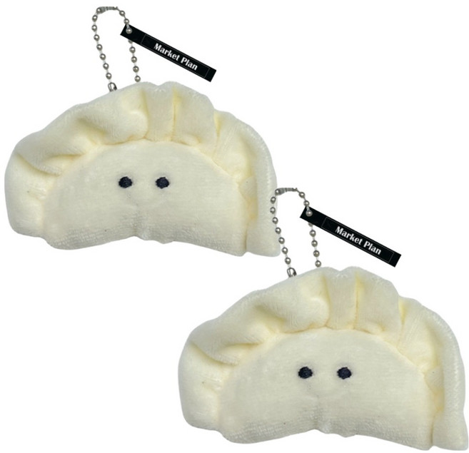 마켓플랜 데일리 만두 캐릭터 인형 키링, 2개, 아이보리