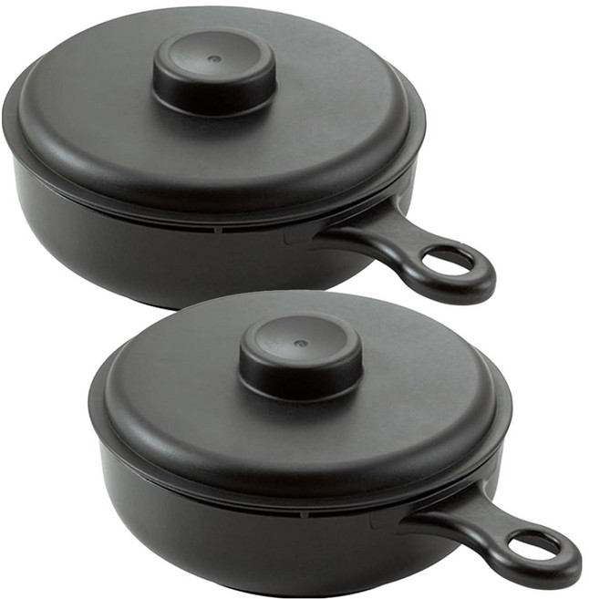 모나코올리브 무오일 조리 30초 전자레인지 에그 프라이팬, 블랙, 2개