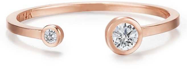 SEMI JEWELRY 女款 14K 不對稱亮點包鑲實驗室培育鑽石戒指 + 購物袋