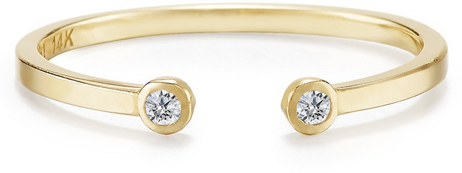 SEMI JEWELRY 女款 14K PoPo 包鑲鑽石戒指 + 購物袋