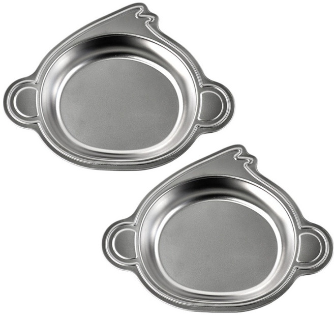 kitchen U 猴子不鏽鋼點心盤, 銀色, 2個