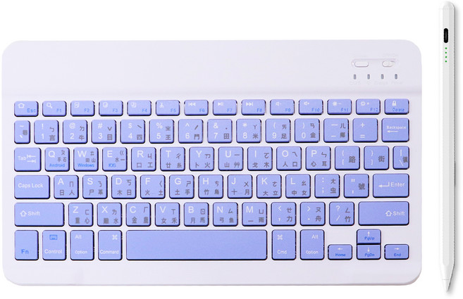 DTAudio 輕巧版iPad鍵盤 + 觸控筆 1套, 紫色, BKL100-VT01, 製造商軸