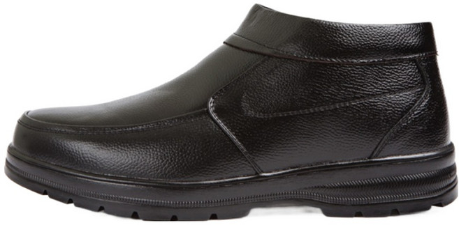 VONIN COLLECTION 男士牛皮U型鞋頭線條側拉鍊保暖靴 TS268BK