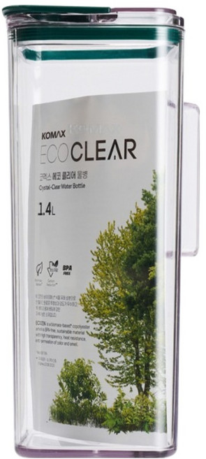 KOMAX Eco Clear 透明水瓶, 1.4L, 1個, 透明