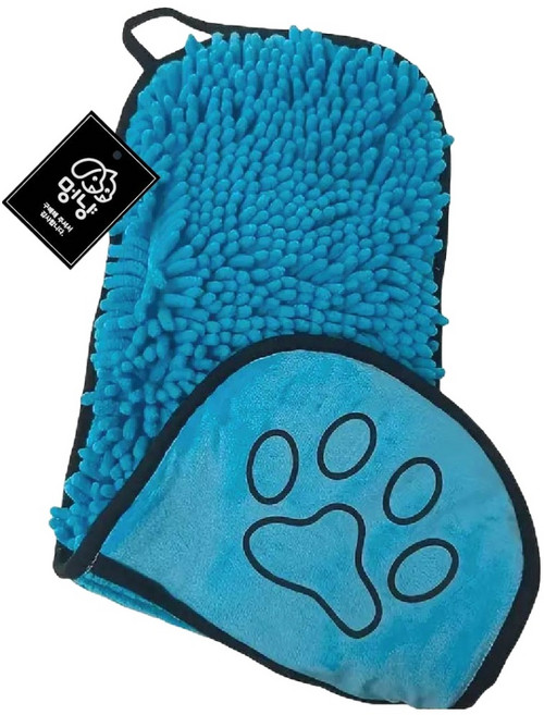 멍냥 반려동물 강력 흡수 빠른 건조 포켓타입 드라이 타월, 블루, 1개