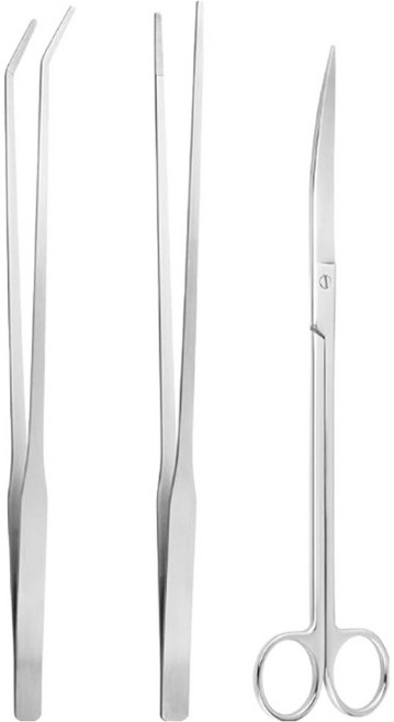 레몽크리프 수족관 조경 스텐 핀셋 가위 도구 3종 세트, 1세트