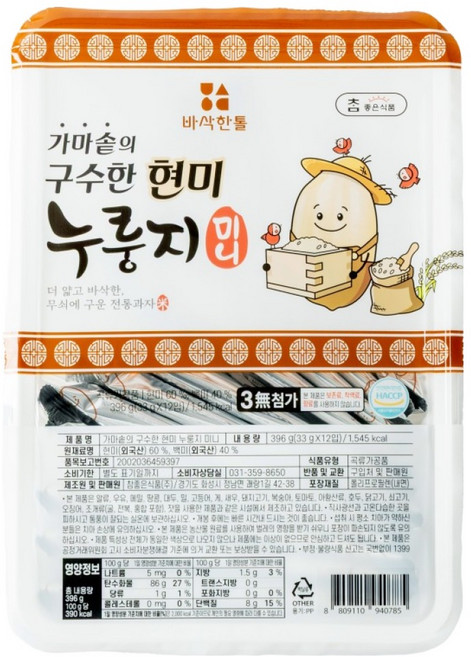 참좋은식품 가마솥의 구수한 현미 누룽지 미니 12p, 1개, 396g