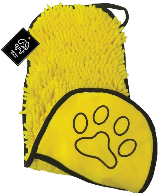 멍냥 반려동물 강력 흡수 빠른 건조 포켓타입 펫타월, 옐로우, 1개