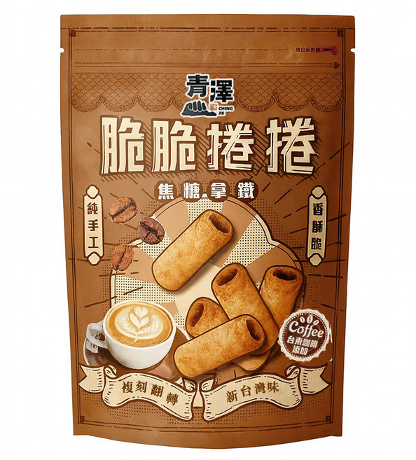 青澤 脆脆捲捲 焦糖拿鐵口味, 240g, 1個