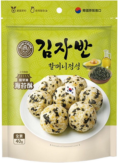 SUNI COOK 順伊奶奶 韓國酪梨油海苔酥, 40g, 1個