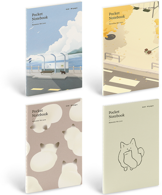 아이코닉 포켓노트 v.3 그리드 4종 세트, 혼합색상, 1세트