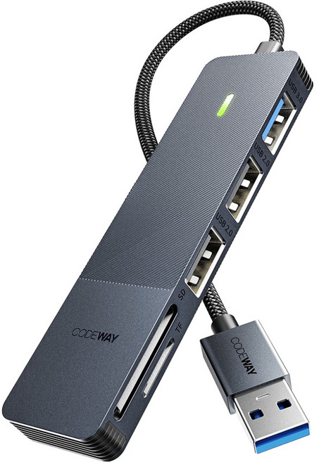 코드웨이 5포트 USB A타입 C타입 멀티허브 LA7105A, 1개, 혼합색상