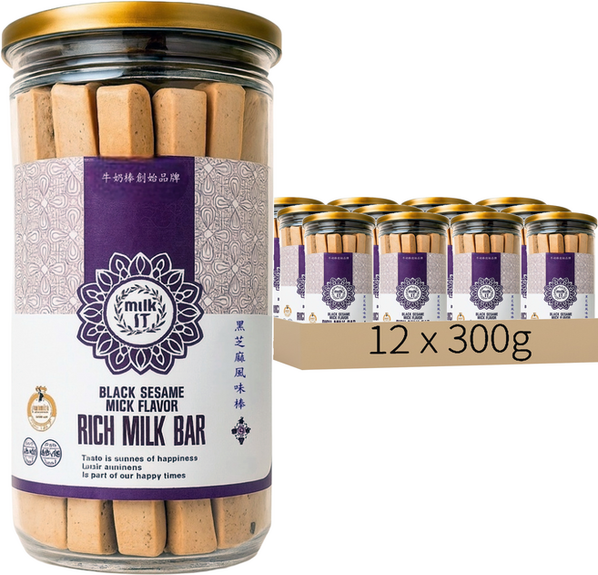 純新 Milk17 黑芝麻風味牛奶棒, 300g, 12個