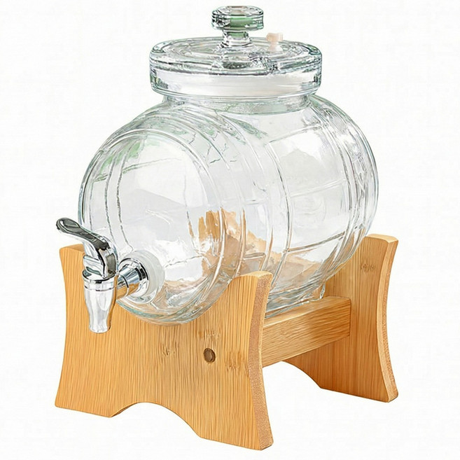 上手家居 大容量水壺桶 冷水壺 玻璃飲料桶 梅森罐 可樂桶, 透明, 1個, 2.5L