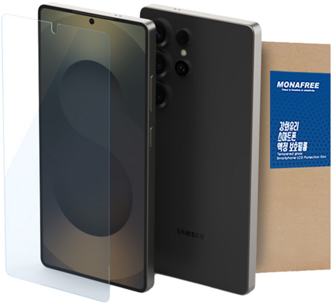 모나프리 고투명 지문인식 글라스 휴대폰 액정보호필름 세트, 1세트