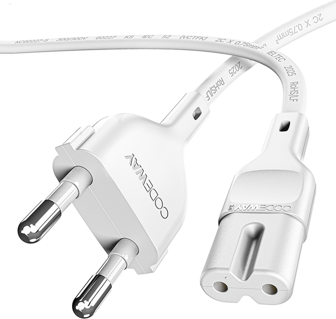 코드웨이 국산 AC 8자코드 전원케이블 화이트, 1개, 1.2m