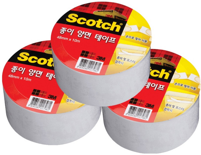 스카치 종이 양면 테이프 리필 48mm x 10m, 3개