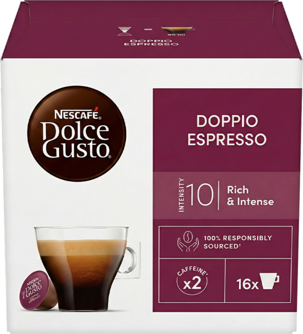 NESCAFE 雀巢咖啡 Dolce Gusto 雙份濃縮咖啡膠囊, 8.5g, 16個裝, 1組