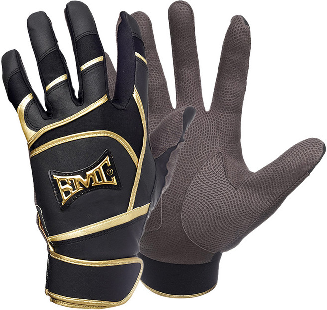 BMC BASEBALL MEMBERS CLUB 限量版袋鼠打擊手套 LE261 雙手穿戴, 黑金色, 1套