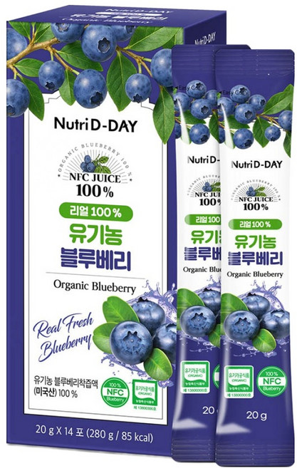뉴트리디데이 리얼 100% NFC 착즙 유기농 블루베리 스틱, 280g, 1개