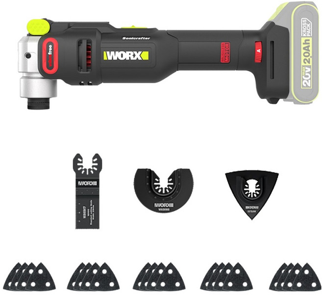 WORX 충전 멀티 커터 베어툴 세트 20V BL WU698.9, 1세트