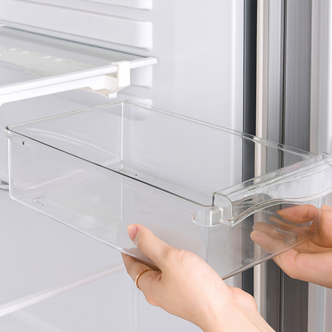 스토리빙 서랍형 슬라이딩 냉장고 정리 트레이 19 x 30 x 9.5 cm, 투명, 1개