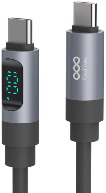 굿밸류 C타입-C타입 울트라 PD 100W 초고속충전 케이블, 블랙, 1개, 2m