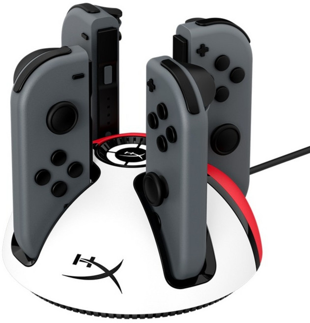 HYPERX ChargePlay Quad2 任天堂 Switch Joy-Con 充電座, 白色 + 紅色, 1個, 6Y2G7AA