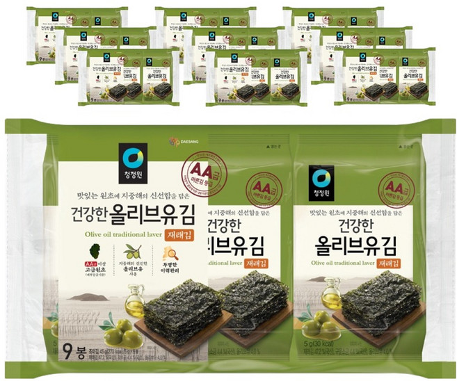 청정원 올리브유 재래김, 90개, 5g